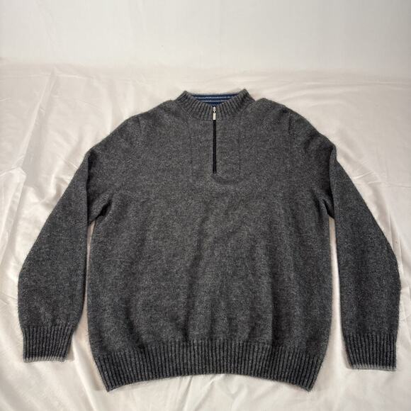 Merinomink NZ 3/4 Zip Neck Wool Sweater in Charcoal Gray Size: XL - Picture 3 of 7